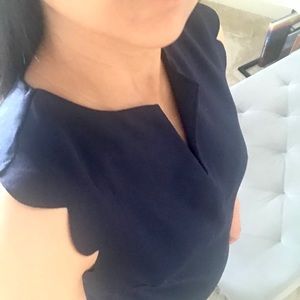 Scallop navy blue dress for summer party